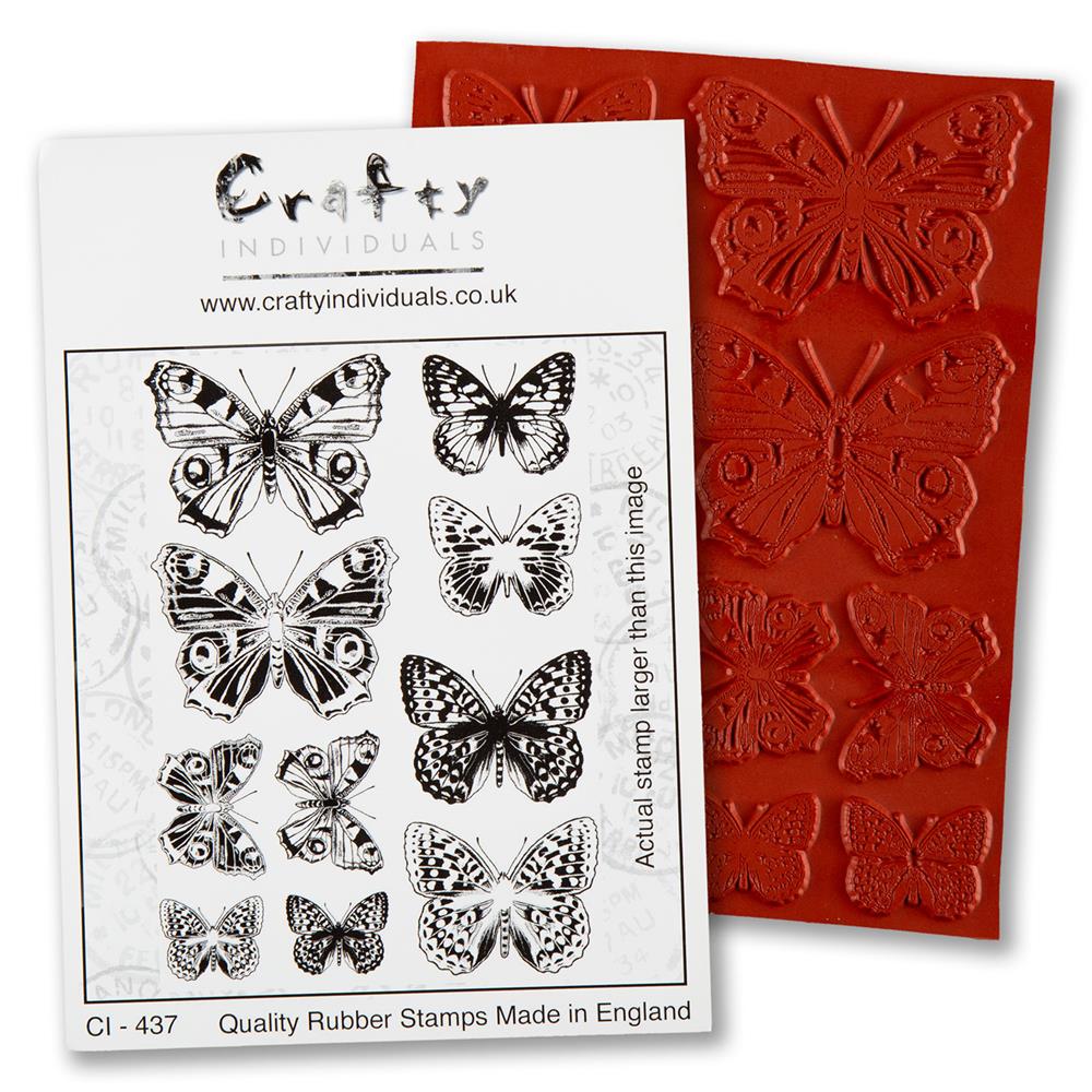 Crafty Individuals Beautiful Butterflies Rubber Mounted Stamp Pic - 153895