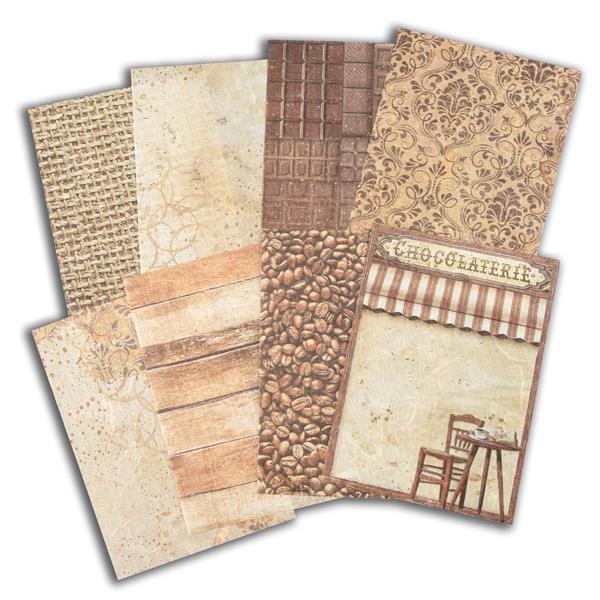 Stamperia Coffee and Chocolate 8 x A6 Background Rice Papers - 002936