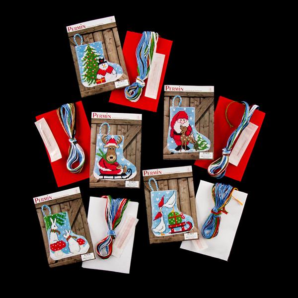 Permin Set of 5 Mini Cross Stitch Stocking Kits - 006156