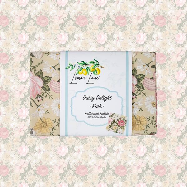 Lemon Lane Cotton Poplin 1m Fabric Piece - Pink Daisy Delight - 006740