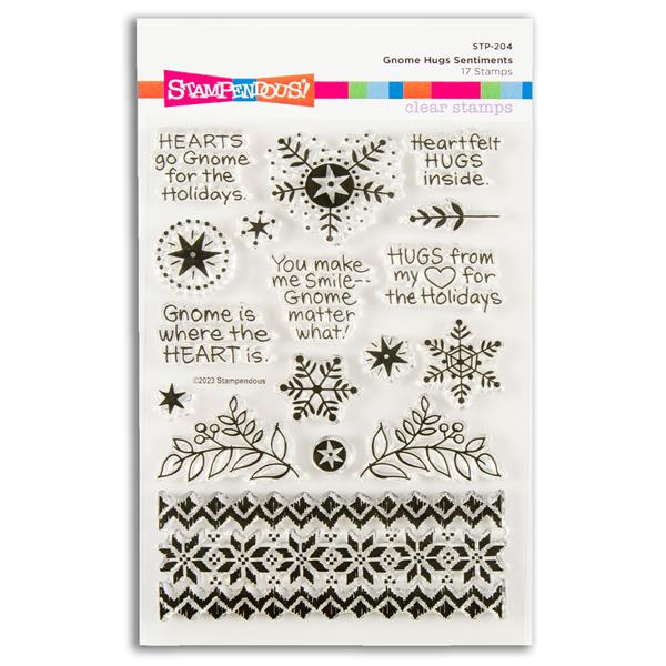 Stampendous Holiday Hugs Gnome Hugs Sentiments Stamp Set- 17 Stam - 010080