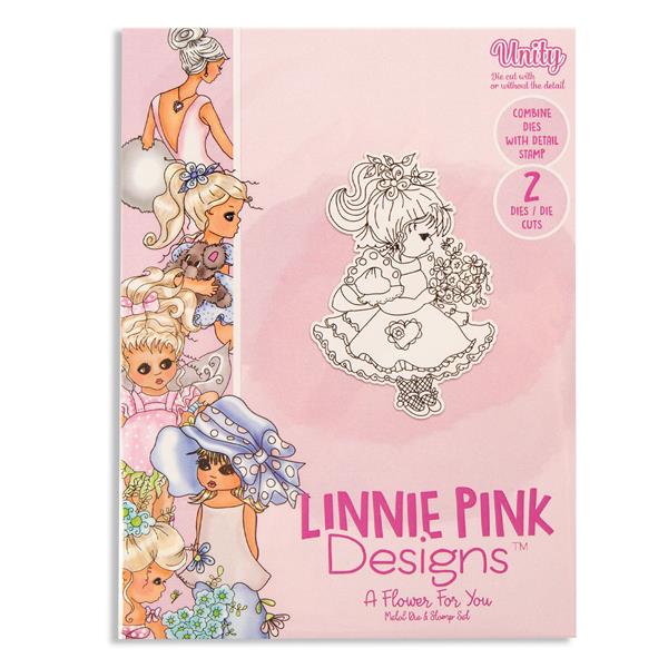 Linnie Pink A Flower For You Die Set - 1 Stamp & 2 Dies - 014240