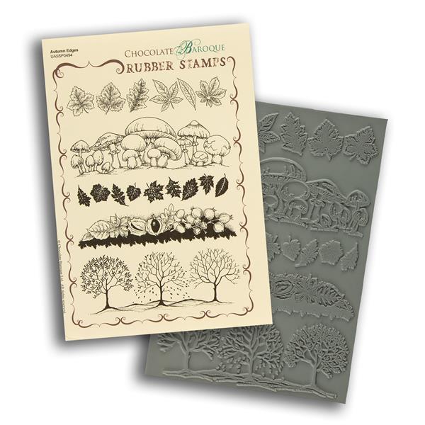 Chocolate Baroque Autumn Edges A5 Mounted Stamp Sheet - 5 Images - 021620