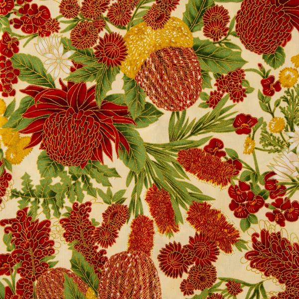 Natasha Makes Leesa Chandler Floral Red & Ivory 0.5m Fabric Lengt - 022761