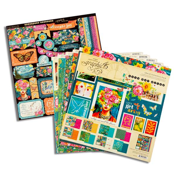 Graphic 45 Let's Get Artsy 12x12" Collection Pack with Stickers - 028097