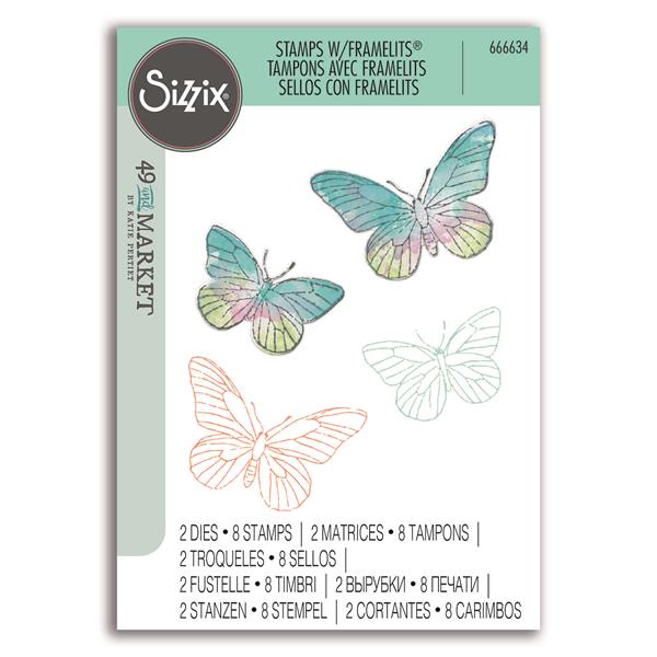 Sizzix Framelits Die & Stamp Set - Painted Pencil Butterflies by  - 028474