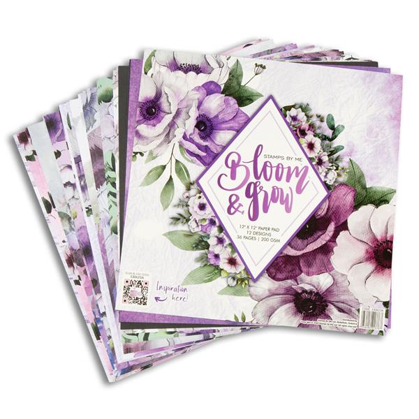 Stamps By Me 12x12" Paper Pad - Bloom & Grow - 12 Designs - 36 Pa - 028617