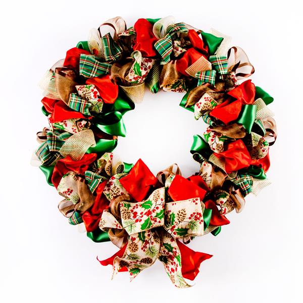 Dawn Bibby Tartan & Holly Bow Wreath Kit - 029547