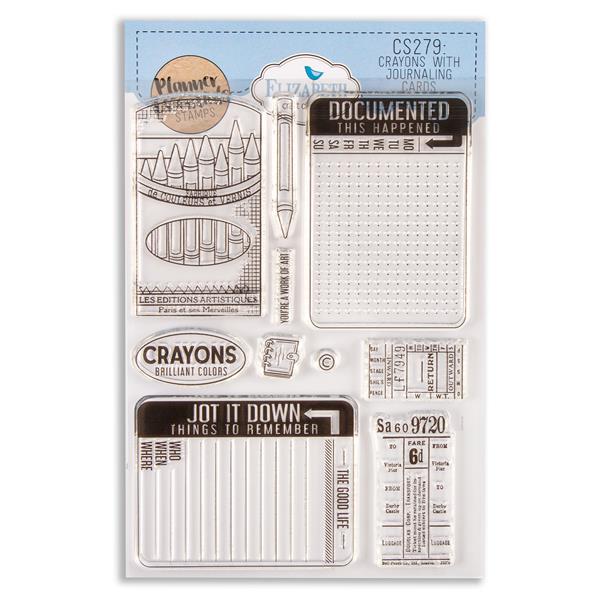 Elizabeth Craft Designs Crayons with Journaling Cards A5 Stamp Se - 029586