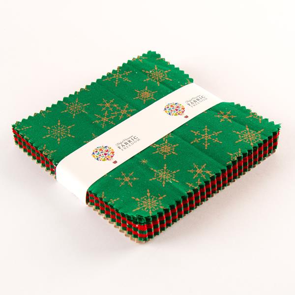 Fabric Freedom Christmas Foil Cotton Charm Squares - 40 x 5" Squa - 030430