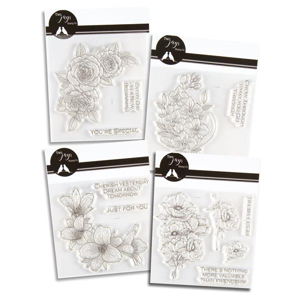 Two Jays 4 x Stamp Sets - Summer Flowers Collection - 14 Stamps - 032193