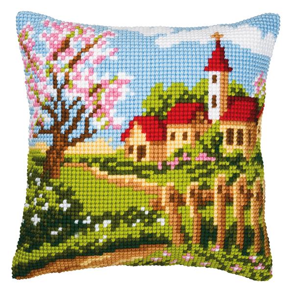 Vervaco Cross Stitch Country Church Cushion Kit - 032937