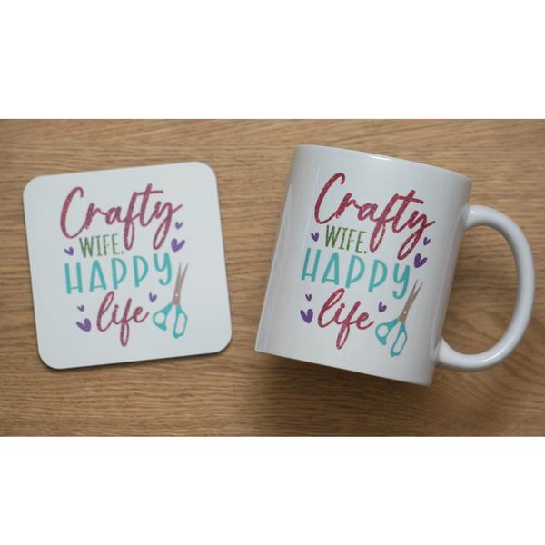 Mum's Makery 'Crafty Wife' Mug & Coaster Gift Set - 037830