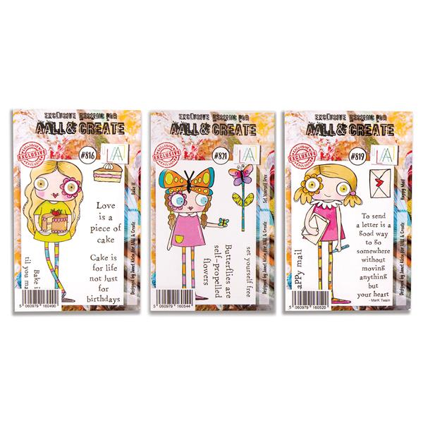 AALL & Create Janet Klein 3 x A7 Stamp Sets - Bake It, Happy Mail - 039129