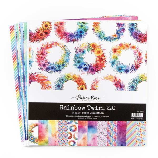 Paper Rose Rainbow Twirl 2.0 12x12" Paper Collection - 039694