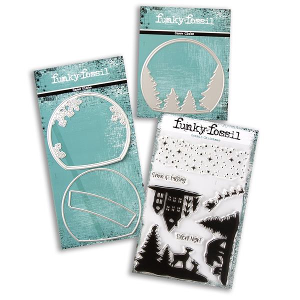 Funky Fossil A5 Scenic Christmas Stamp Set & Snow Globe Builder D - 044878