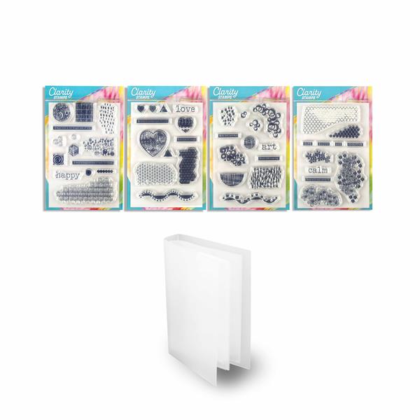 Clarity Crafts Grunge Elements A5 Stamp Collection with Storage - 044980