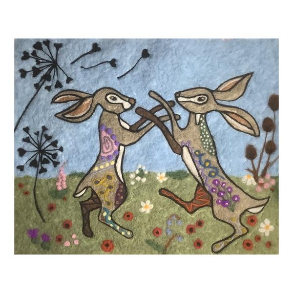 Frankie & Sidney Boxing Hares Needle Felting Picture Art Kit - 045121