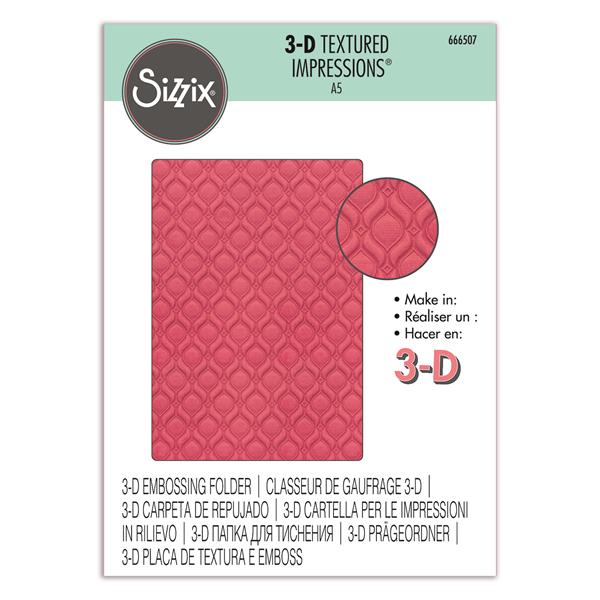3D Textured Impressions A5 Embossing Folder Ornate Repeat by Sizz - 052133
