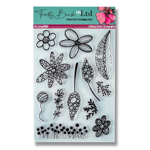 Thirsty Brush Flowery A5 Stamp Set -12 Stamps - 052253
