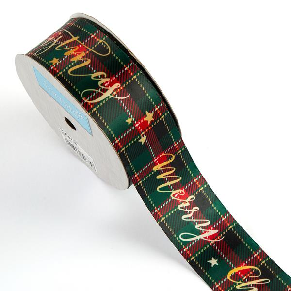 Trimits Red & Green Tartan Christmas Satin Ribbon - 20m x 38mm - 055916