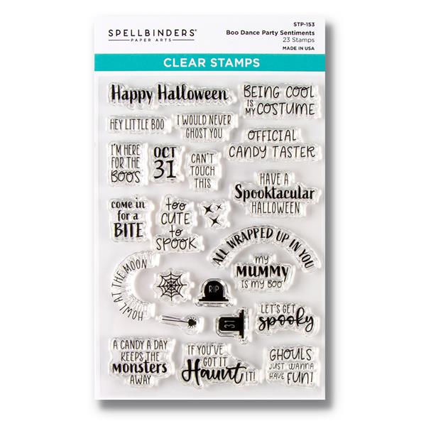 Spellbinders Boo Dance Party - Sentiments Stamp Set - 23 Stamps