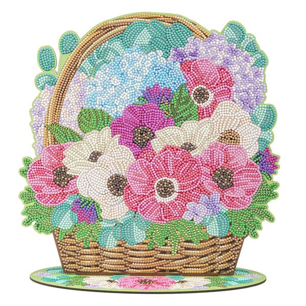 Crystal Art Wooden Decoration Spring Flower Basket - 30x30cm - 057525