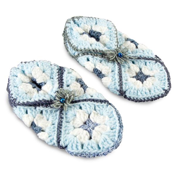 Joseph Bear Designs Blue Granny Square Slippers and Bootees Croch - 057960