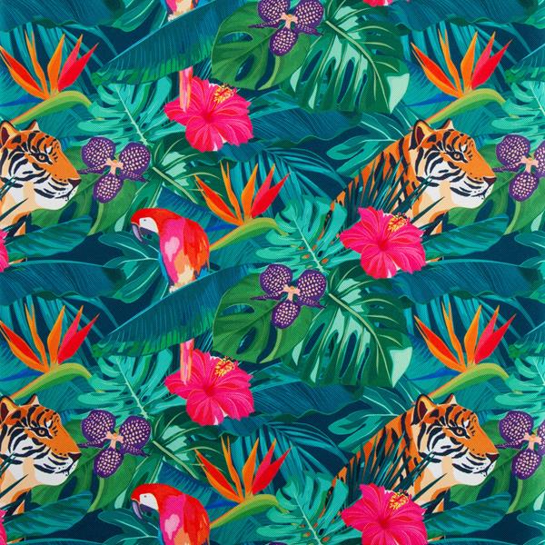 CUSTOM FABRICS Jungle Tigers Abstract PU Coated Waterproof Fabric - 058810