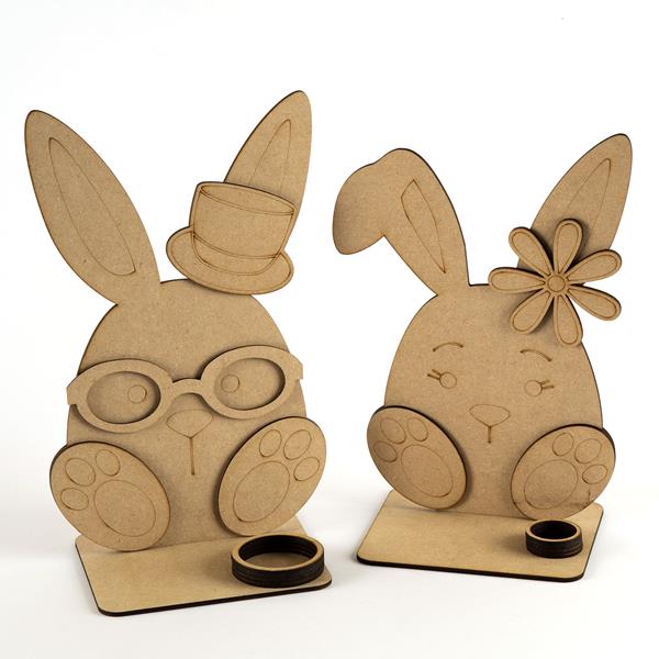 Samantha K Crafts Large Bunny Egg Holder - Man and Lady - 061167