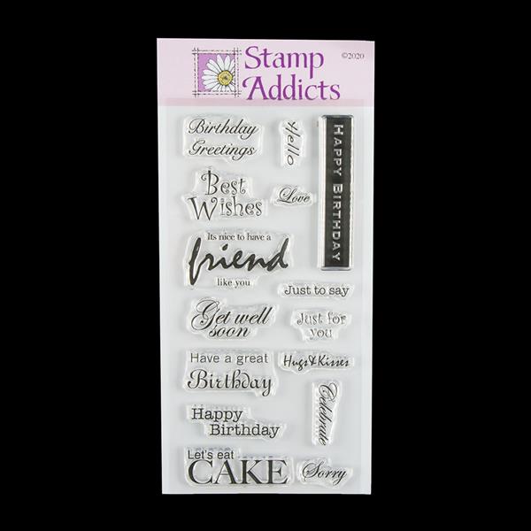 Stamp Addicts Birthday Greetings Clear Stamp Set - 15 Stamps - 061418