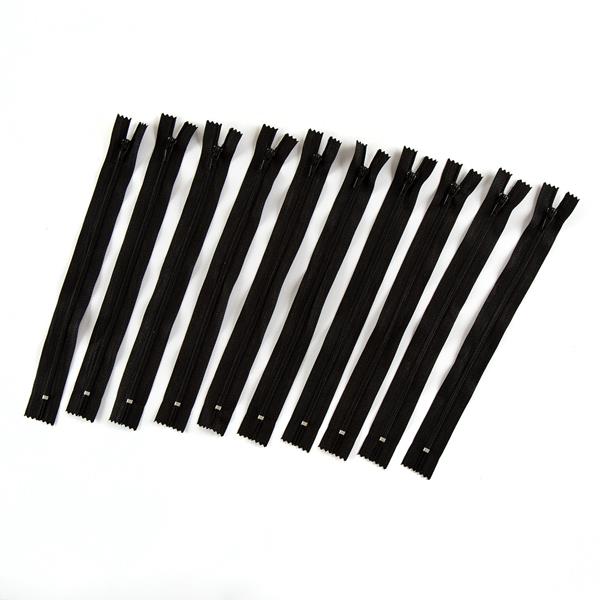 Craft Yourself Silly Set of 10 Black 9" x 23cm Zips - 064299