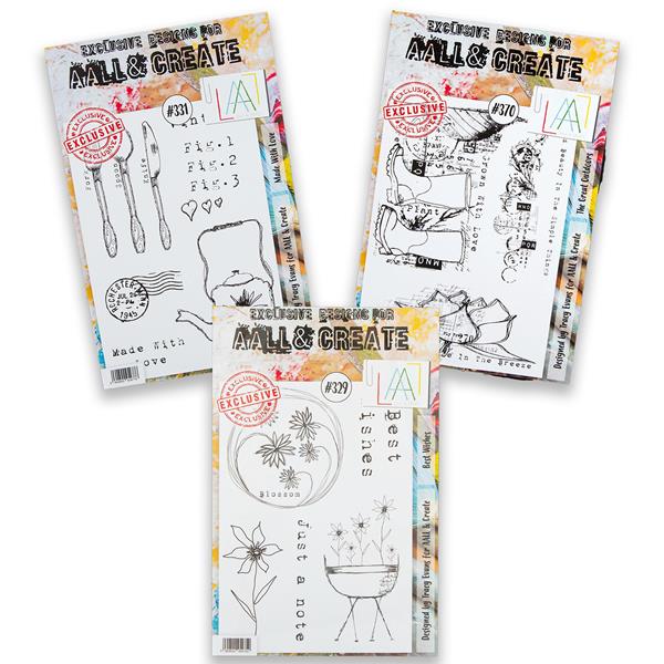 AALL & Create Tracy Evans 3 x A5 Stamp Sets - Best Wishes, Made W - 065693