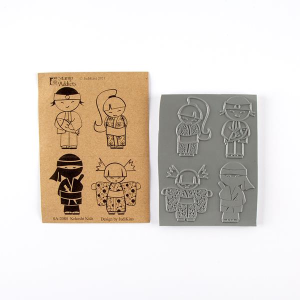 Stamp Addicts Kokeshi Kids Cling Mounted Rubber Stamps - 065706