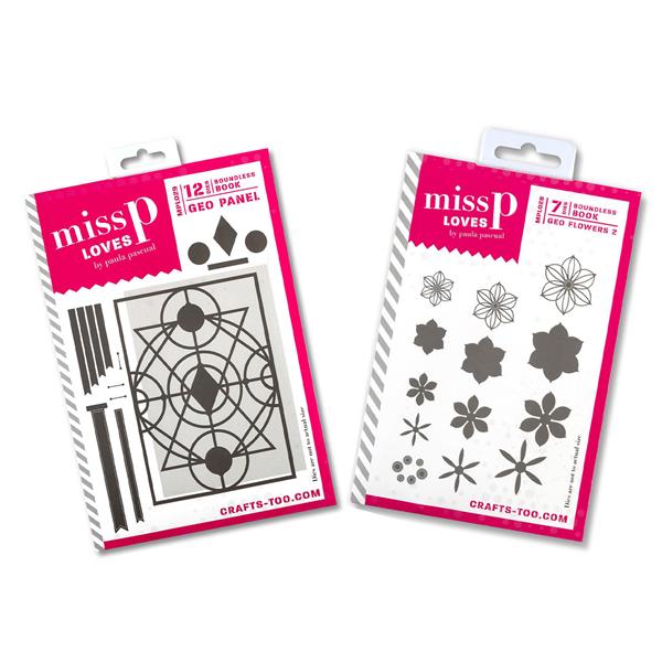 Miss P Loves 2 x Die Sets 028 & 029 - Geo Flowers & Book Panel -  - 066017