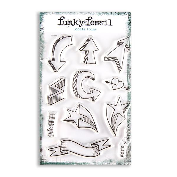 Funky Fossil A6 Doodle Icons Stamp Set - 11 Stamps - 067748