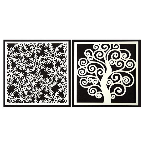 Two Jays - Craft Stencil - Snowflake & Swirl Tree - 068531