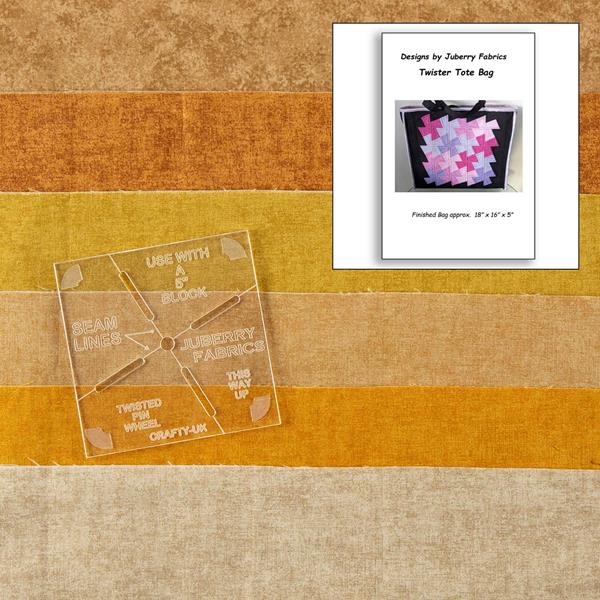 Juberry Designs Twister Tote Bag Pattern, Fabric Bundle & Autumn  - 073043