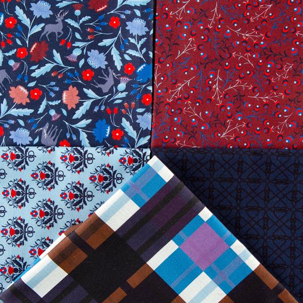 Fabric Freedom 'Highland Reimaged' Royal & Scarlet 100% Cotton -  - 078815