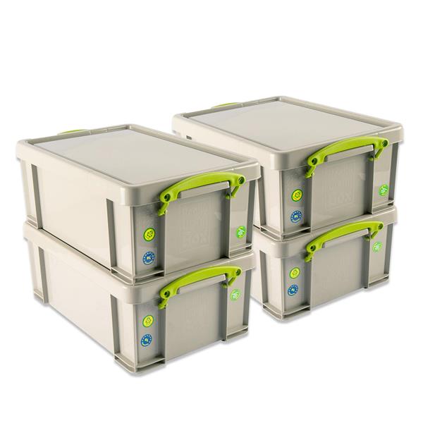 Really Useful Boxes 4 x 9L Boxes - Dove Grey - 082893