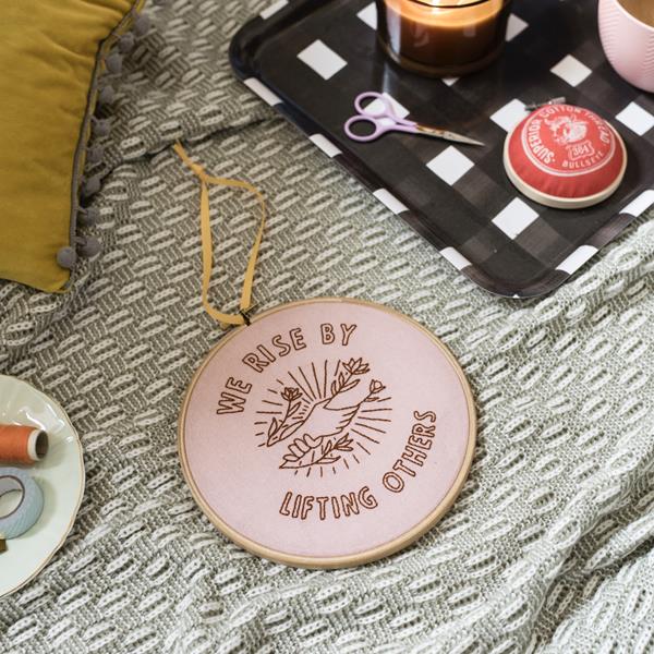 Cotton Clara Pink We Rise by Lifting Others Embroidery Hoop Kit - 087624