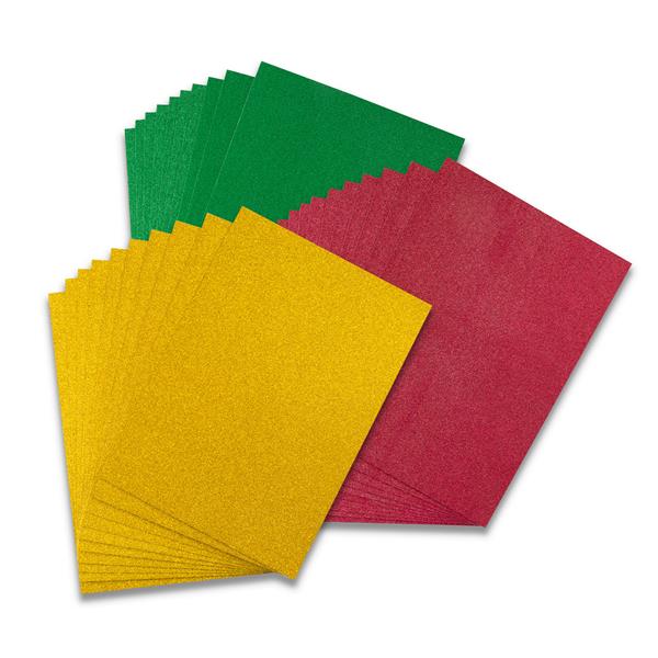 Oakwood A4 Glitter Card Bundle - Gold, Green & Red- 30 Sheets 210 - 090628