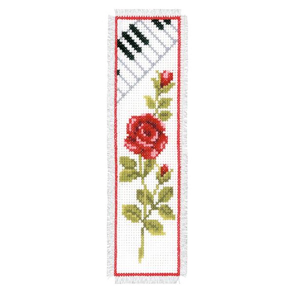 Vervaco Bookmark Rose & Piano Counted Cross Stitch Kit - 097510