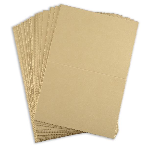 Jellybean Crafts 50 x Gold Deckle-Edged Card Blanks - 098763