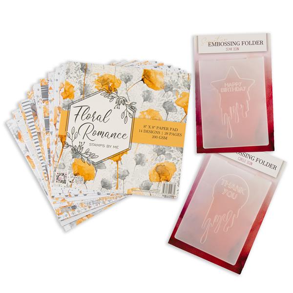 Stamps By Me 8x8" Floral Romance Paper Pad with Embossing Folders - 099602