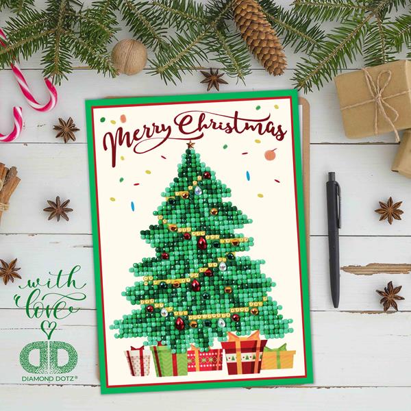 Diamond Dotz Pack of 3 Merry Christmas Tree Greeting Card Kit - 102020