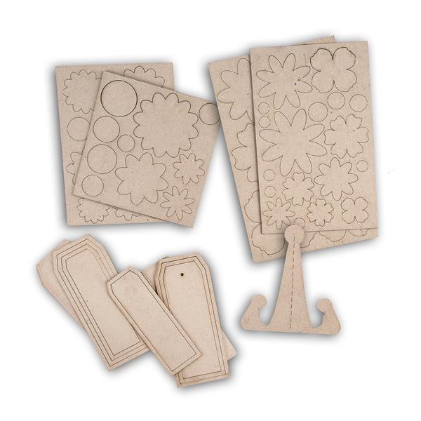 GSL Cuts Tags with Frames, 4 x Greyboard Sheets with Flowers & Fr - 104062