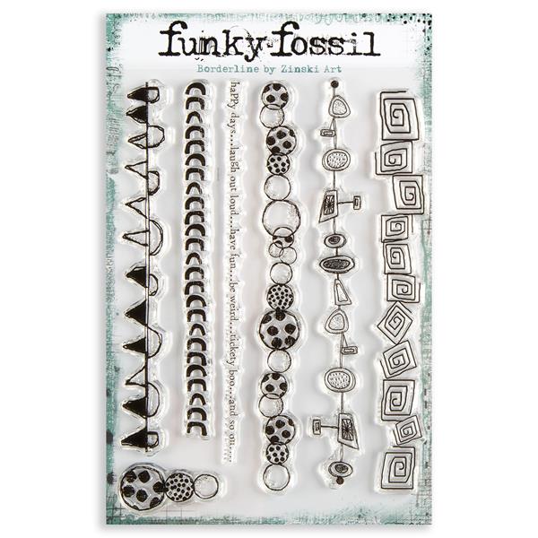 Funky Fossil A5 Borderline Stamp Set by Zinski Art – 7 Stamps - 104654
