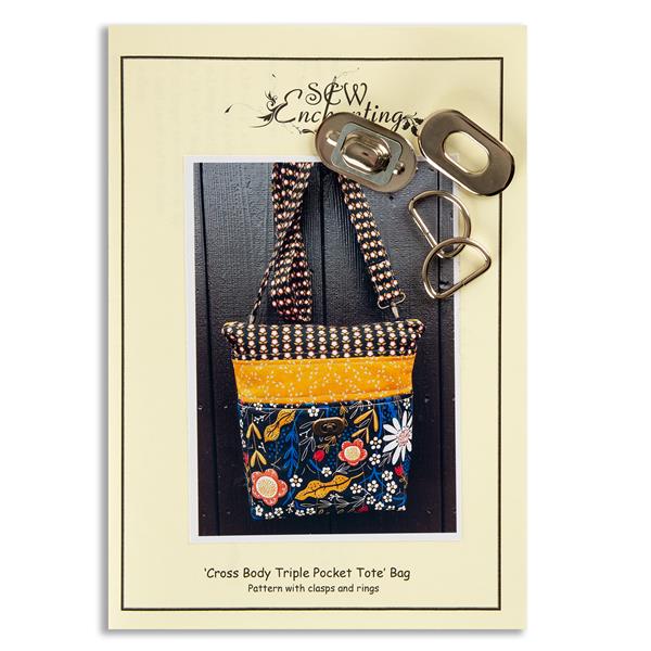 Sew Enchanting Cross Body Tripple Pocket Tote Pattern with Clasp, - 105236