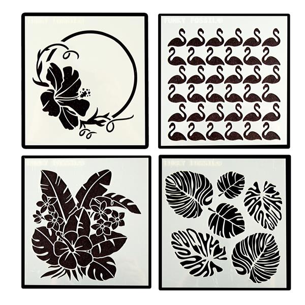 Funky Fossil Tropical Days Stencil Collection - 4 Stencils - 115143